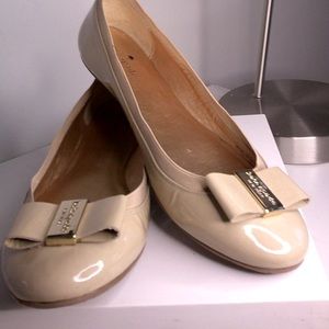 Kate Spade Beige Flats with Gold Bow